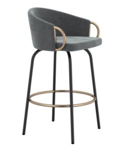 Lavo 26" Counter Stool, Set of 2 in Grey and Black and Gold