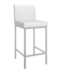 Porto 26" Counter Stool, Set of 2 in White and Chrome