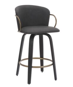 Lawson 26" Counter Stool, Set of 2, with Swivel in Vintage Charcoal, Black and Aged Gold