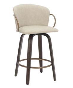 Lawson 26" Counter Stool, Set of 2, with Swivel in Vintage Ivory, Brown and Aged Gold
