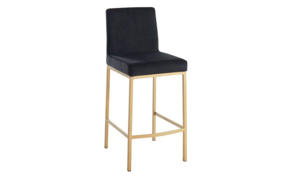 Diego 26 Inch Counter Stool, Set of 2 in Black and Aged Gold Leg