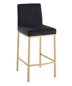 Diego 26 Inch Counter Stool, Set of 2 in Black and Aged Gold Leg