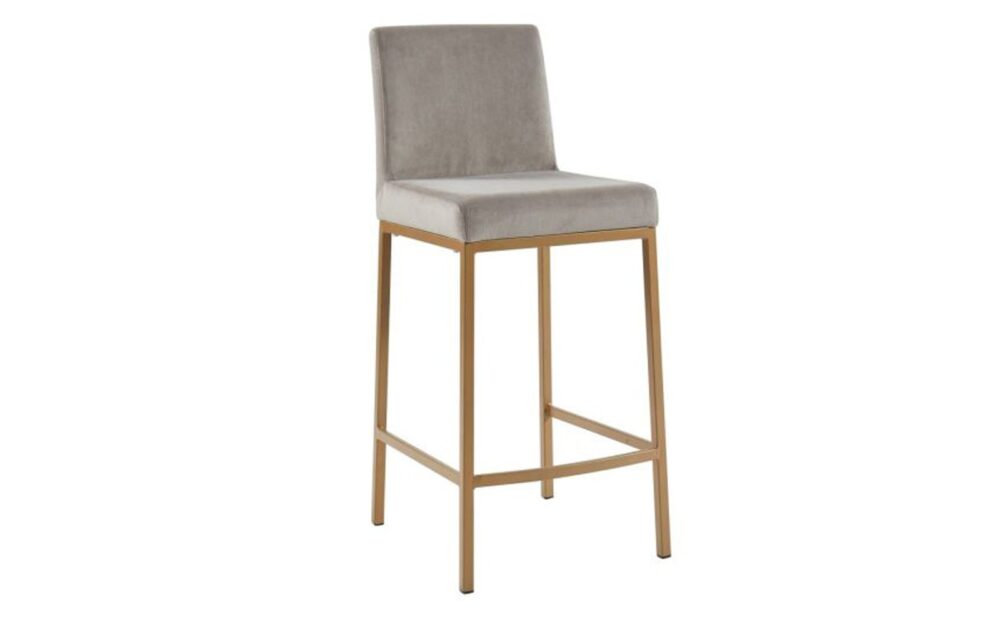 Diego 26 Inch Counter Stool, Set of 2 in Grey and Aged Gold Leg