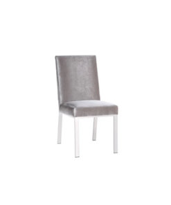 Emiliano Dining Chair Gy-Dc-8121 E.Grey Velvet With Silver Frame