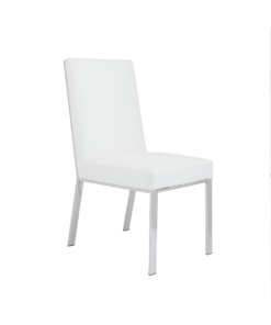 Emiliano Dining Chair Gy-Dc-8121 White Aspen Pu With Silver Frame
