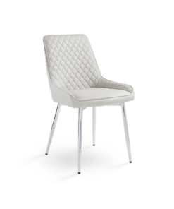 Emily Dining Chair Gy-Dc-1912 Light Grey Leatherette Chrome Legs