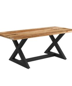 Zax Rectangular Dining Table In Natural And Black