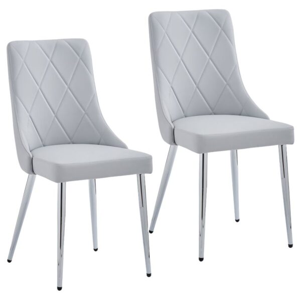 Alternative view of Devo Side Chair, Set of 2 in Light Grey and Chrome