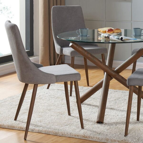 Alternative view of Cora Fabric Side Chair, Set Of 2 In Grey And Walnut