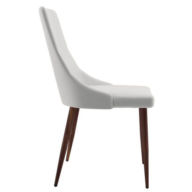 Cora Faux Leather Side Chair, Set Of 2 In White And Walnut - Image 7