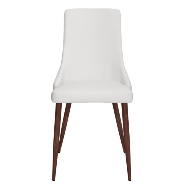 Cora Faux Leather Side Chair, Set Of 2 In White And Walnut - Image 6