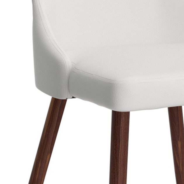 Cora Faux Leather Side Chair, Set Of 2 In White And Walnut - Image 4