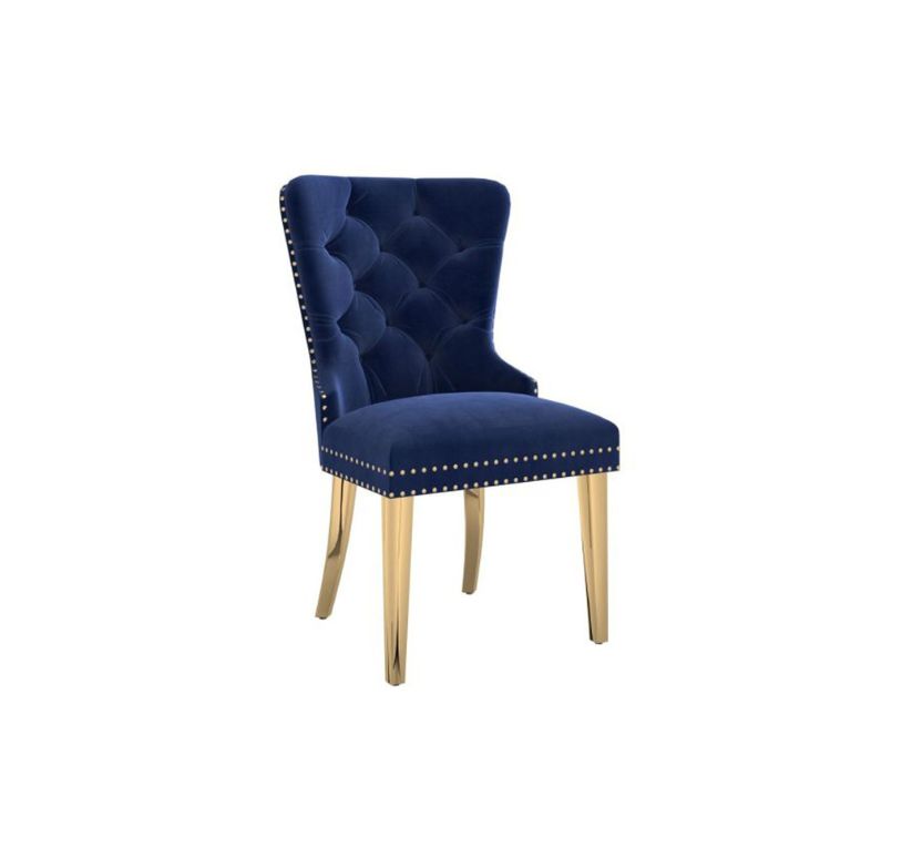 Emily Side Chair, Set Of 2 In Navy And Gold