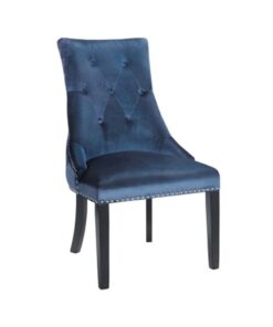 Rimzy Dining Chair Tufted Blue Velvet W/ Silver Hobnail