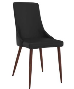 Cora Faux Leather Side Chair, Set of 2 in Black and Walnut