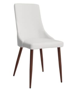 Cora Faux Leather Side Chair, Set Of 2 In White And Walnut