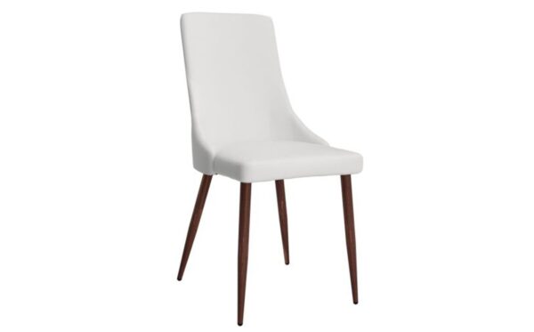 Cora Faux Leather Side Chair, Set Of 2 In White And Walnut