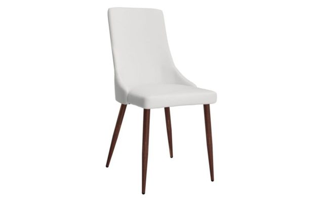 Cora Faux Leather Side Chair, Set Of 2 In White And Walnut