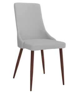 Cora Faux Leather Side Chair, Set Of 2 In Light Grey And Walnut