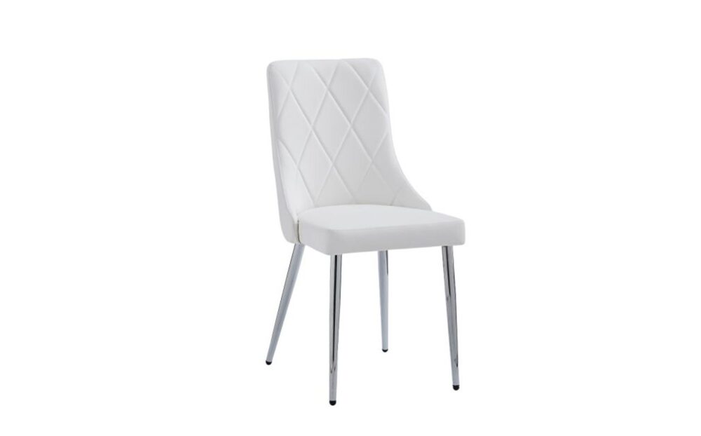 Devo Side Chair, Set of 2 in White and Chrome