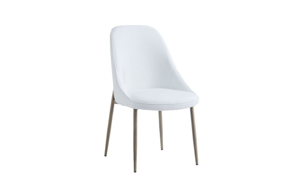 Cleo Side Chair, Set Of 2, In White And Aged Gold