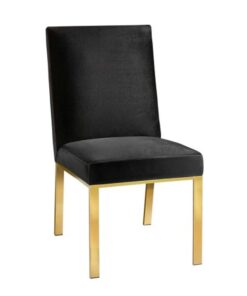 Wellington Dining Chair Gy-Dc-7982g Polished Gold + Black Velvet