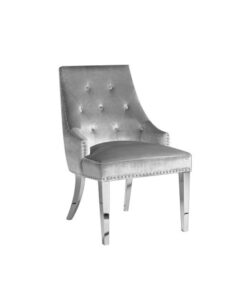 Oscar Dining Chair Gy-9209ss Steel Legs Expensive Grey Velvet
