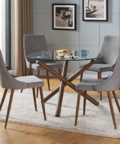 Rocca/Cora 5pc Dining Set In Walnut With Grey Chair