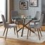 Rocca/Cora 5pc Dining Set In Walnut With Grey Chair