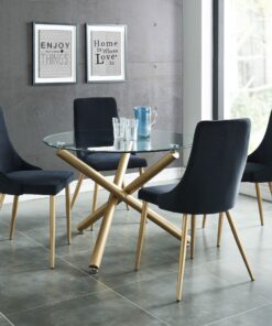 Alternative view of Carmilla 5pc Dining Set In Aged Gold With Black Chair