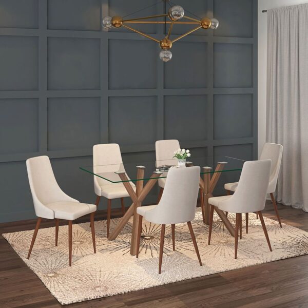 Alternative view of Stark/Cora 7pc Dining Set In Walnut With Beige Chair