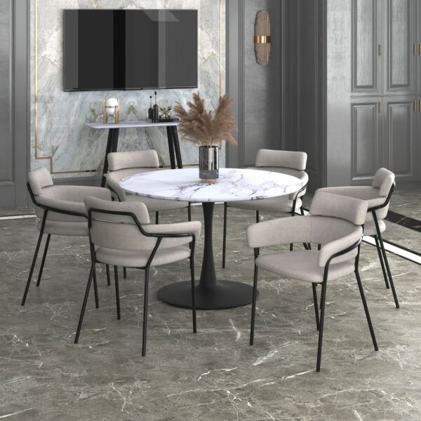 Alternative view of Zilo/Axel Large 7pc Dining Set In Black With Grey Chair