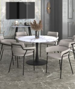 Zilo/Axel Large 7pc Dining Set In Black With Grey Chair