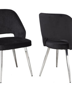 DINING CHAIR, SET OF 2 - BLACK VELVET