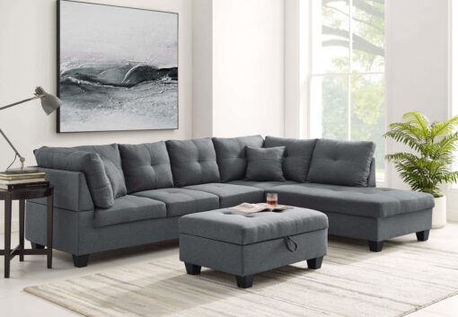 Sectional Sofa Grey With Ottoman
