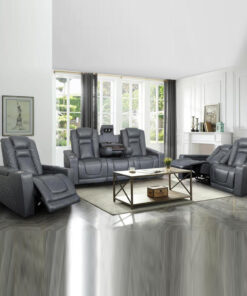 Inox Blue Reclining Sofa