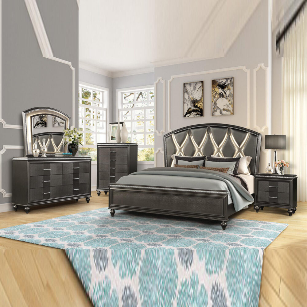 Ginger Gunmetal Grey Bedroom Set