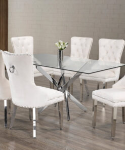 Emily 7 Piece Dining Set 4 Colors White , Black , Grey , Blue