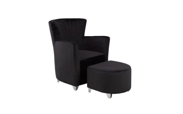 Accent Chair & Ottoman - Black