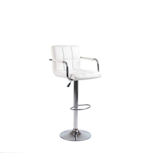 Bar Stool (White PU)ST-7733 Set of 2 - Image 2