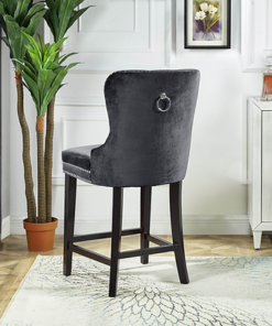 Alternative view of Bar Stool (Grey Velvet)ST-6010 Set of 2