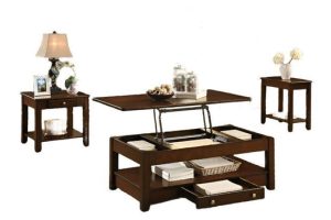 Brown Wood Coffee Table Set with Storage