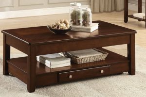 Brown Wood Coffee Table Set with Storage