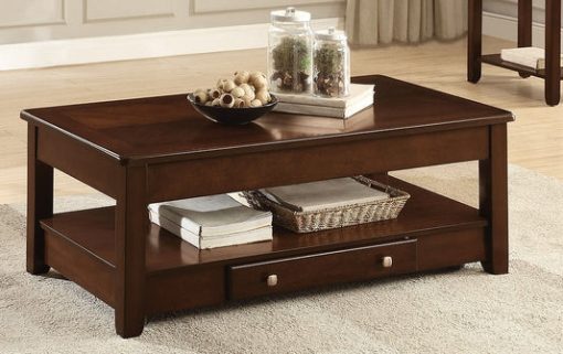 Brown Wood Coffee Table Set with Storage