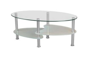 Clear Tempered Glass Oval Coffee Table