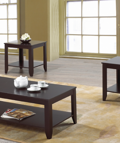 Modern Espresso Wood Coffee Table Set