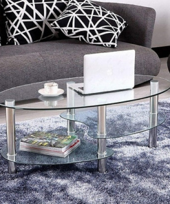 Alternative view of Clear Tempered Glass Oval Coffee Table
