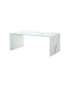 Marble Look Bent Glass Coffee Table GY-CT-801S Condo Size