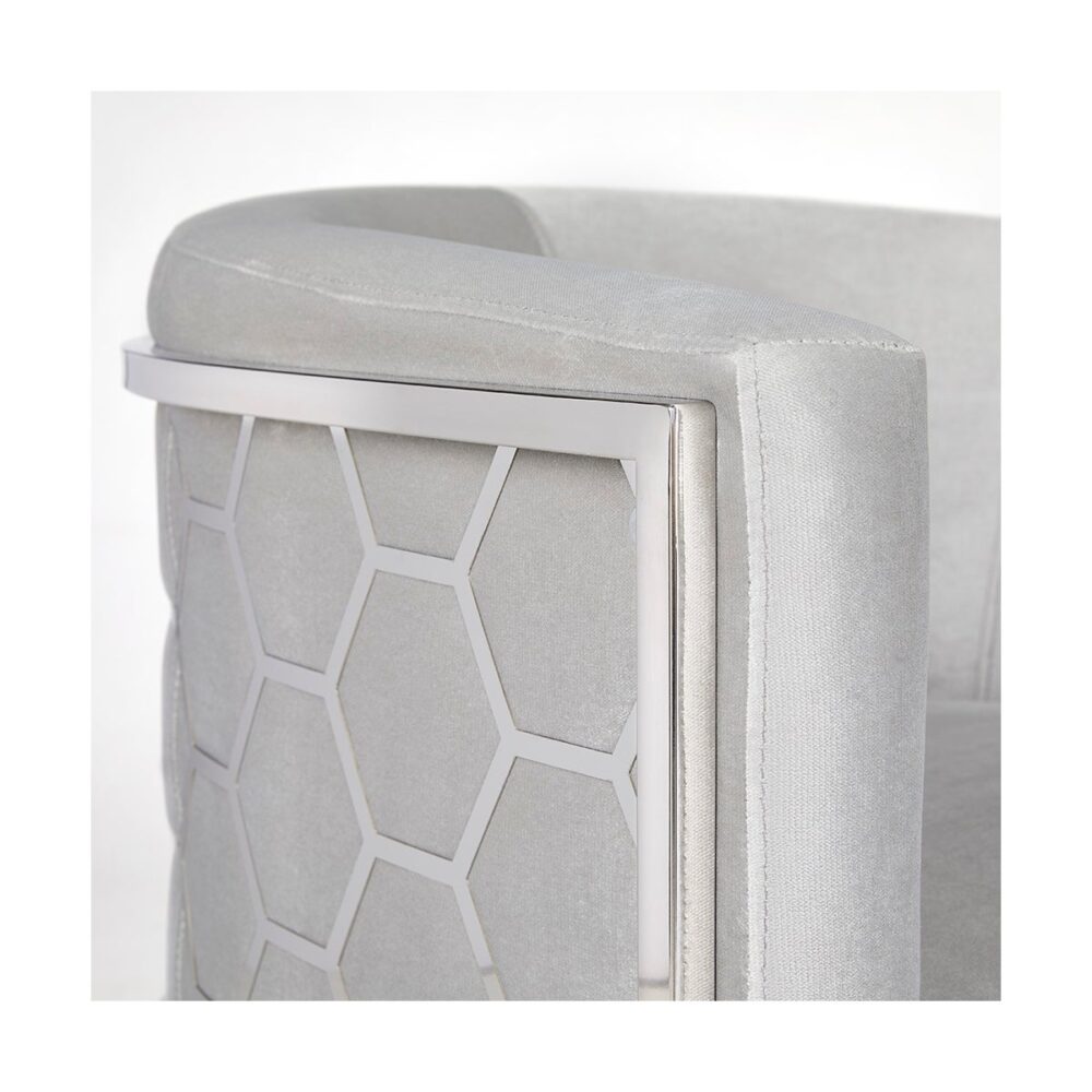 Alternative view of Honeycomb Accent Chair Grey velvet