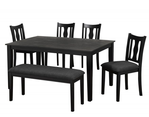 6-PIECE DINING SET WITH BENCH - GREY - Image 2